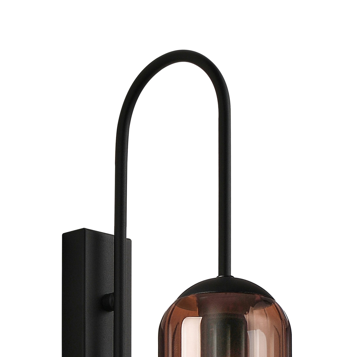 Hamble Curved Wall Light in Satin Black with Copper Fade Glass