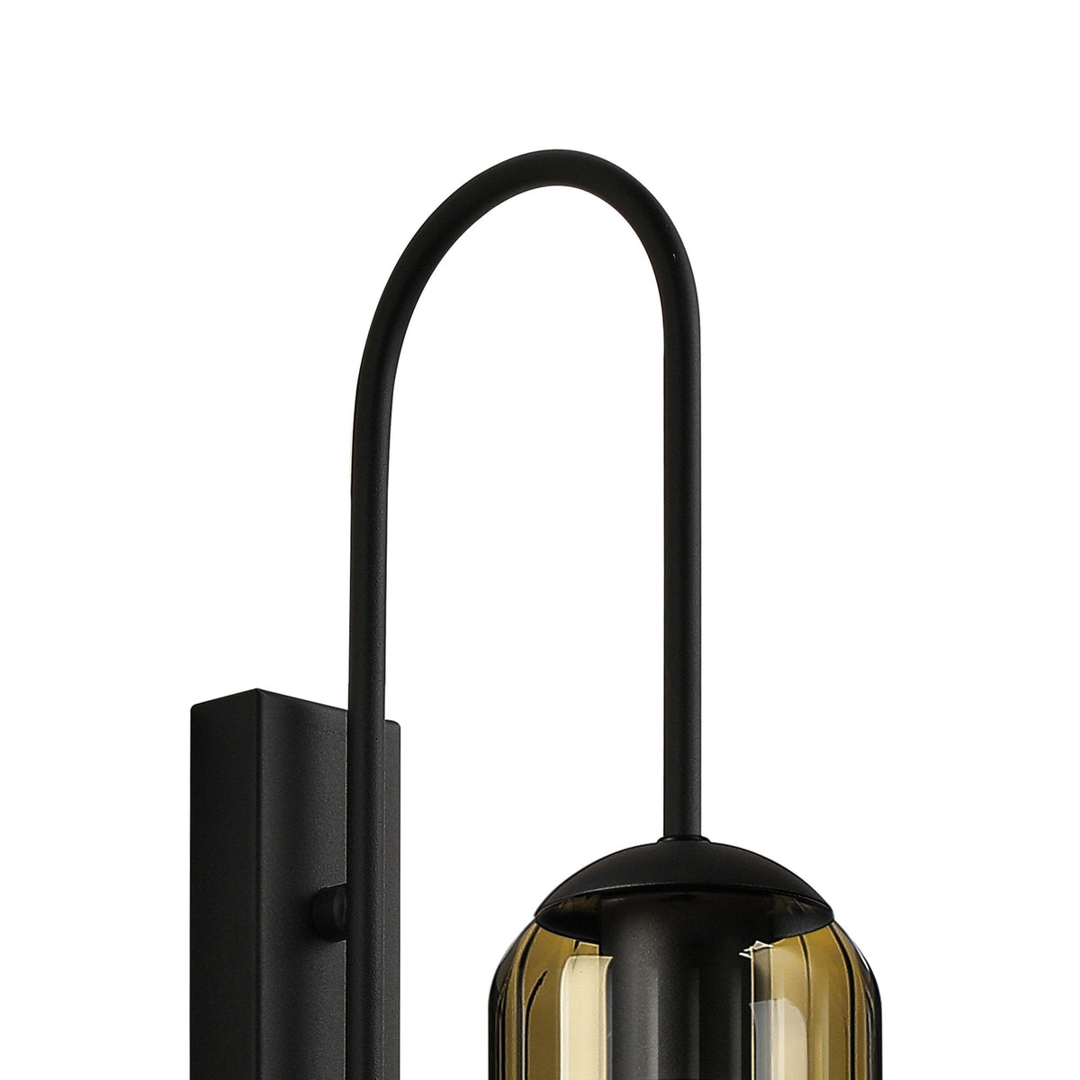 Hamble Curved Wall Light in Satin Black with Gold Fade Glass
