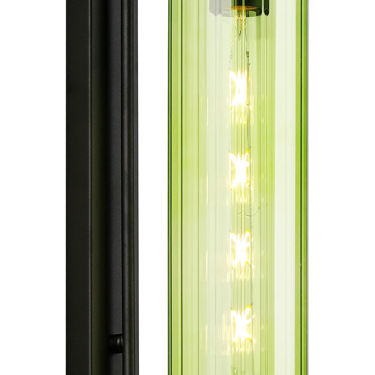 Hamble Curved Wall Light in Satin Black with Green Glass