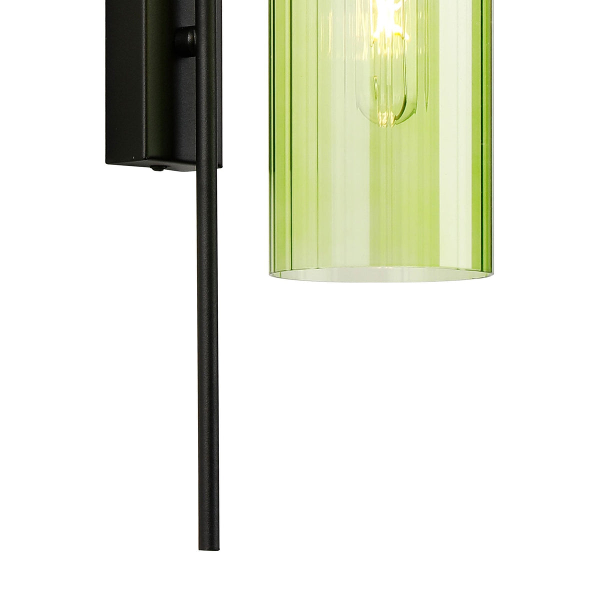 Hamble Curved Wall Light in Satin Black with Green Glass