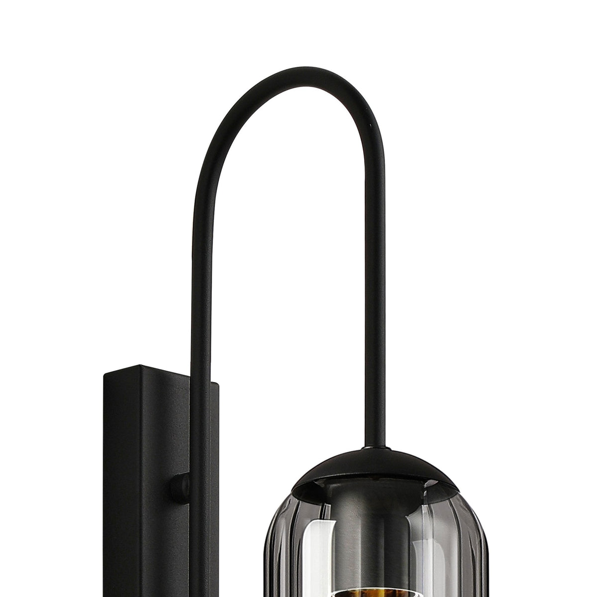 Hamble Curved Wall Light in Satin Black with Smoke Fade Glass