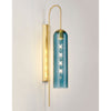 Hamble Curved Wall Light in Satin Gold with Blue Glass