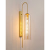 Hamble Curved Wall Light in Satin Gold with Cognac Glass