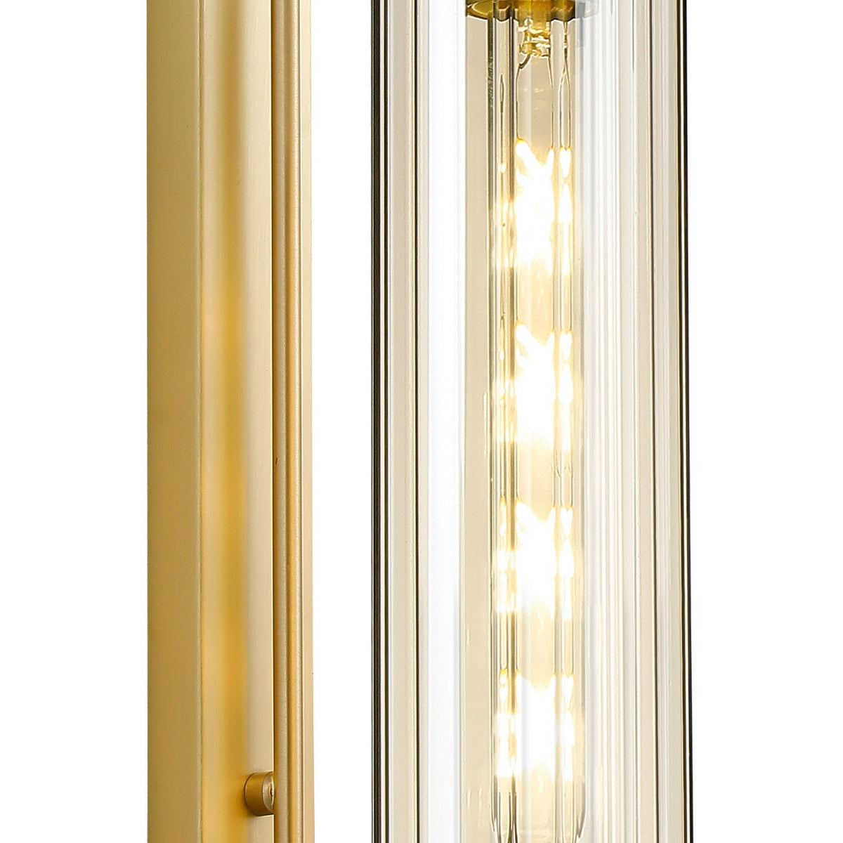 Hamble Curved Wall Light in Satin Gold with Cognac Glass