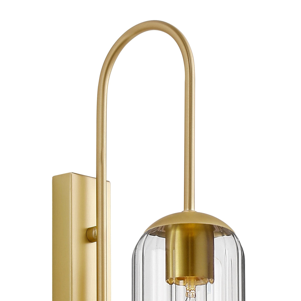 Hamble Curved Wall Light in Satin Gold with Clear Glass