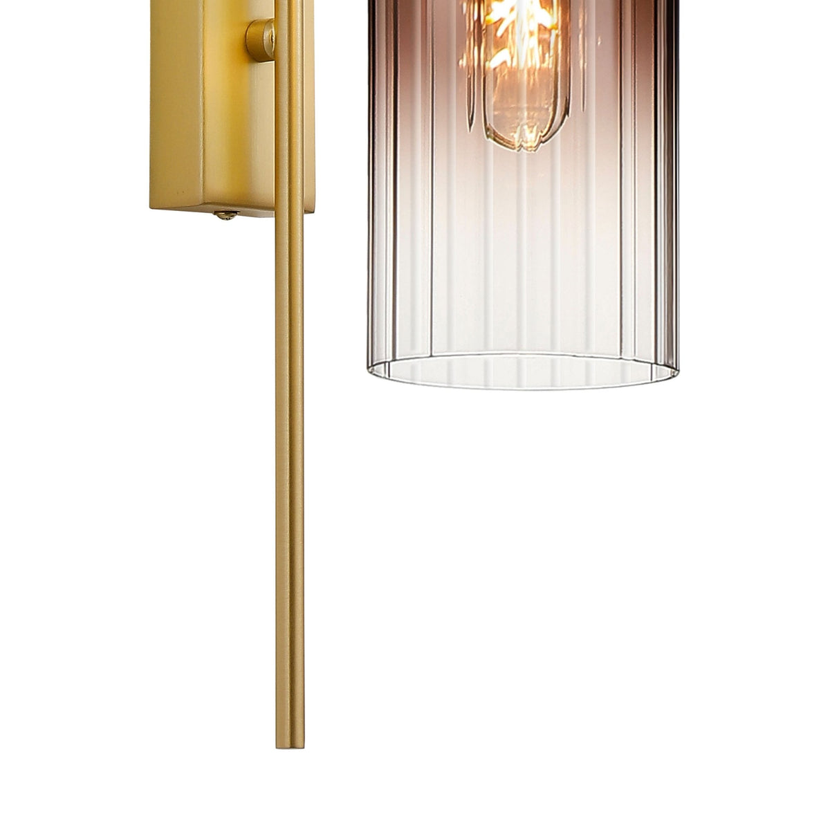 Hamble Curved Wall Light in Satin Gold with Copper Fade Glass