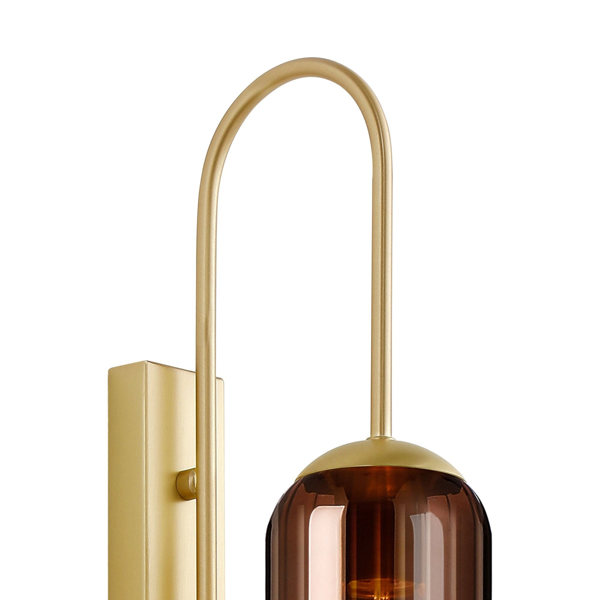 Hamble Curved Wall Light in Satin Gold with Copper Fade Glass