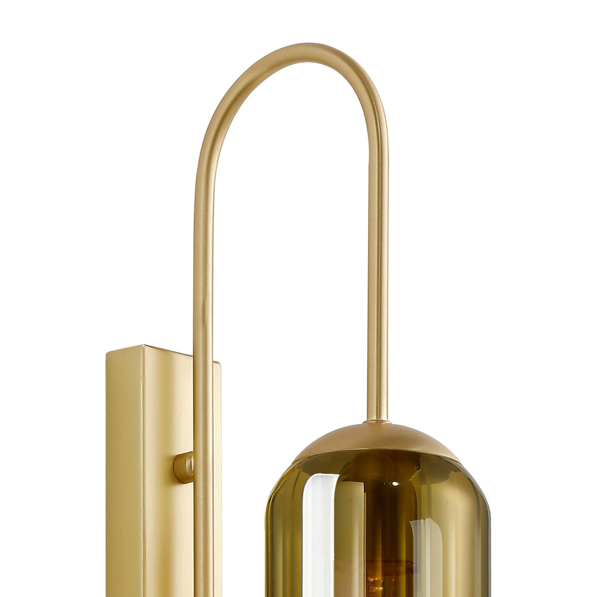 Hamble Curved Wall Light in Satin Gold with Gold Fade Glass