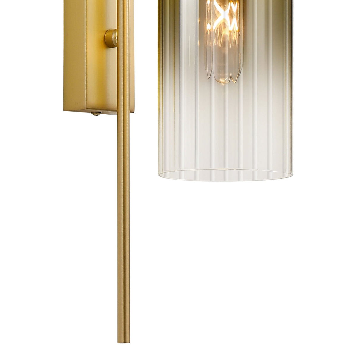 Hamble Curved Wall Light in Satin Gold with Gold Fade Glass