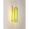 Hamble Curved Wall Light in Satin Gold with Green Glass