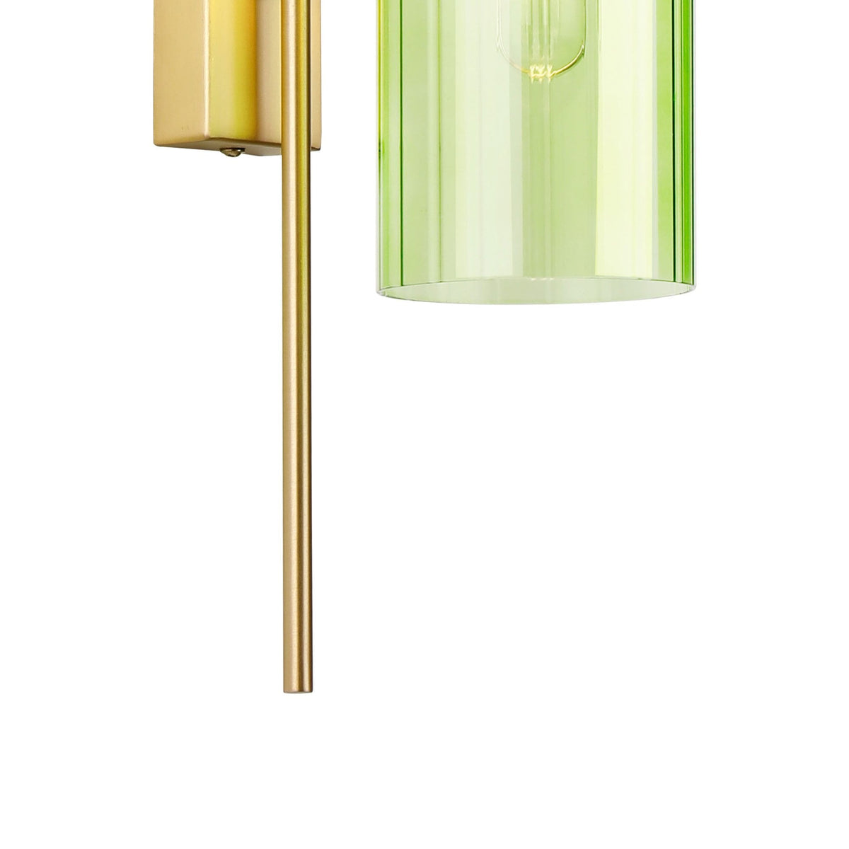 Hamble Curved Wall Light in Satin Gold with Green Glass