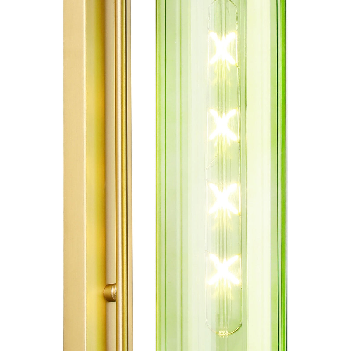 Hamble Curved Wall Light in Satin Gold with Green Glass