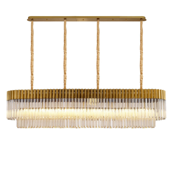 Kentisbeare 1800mm Linear Chandelier in Brass & Cognac Glass