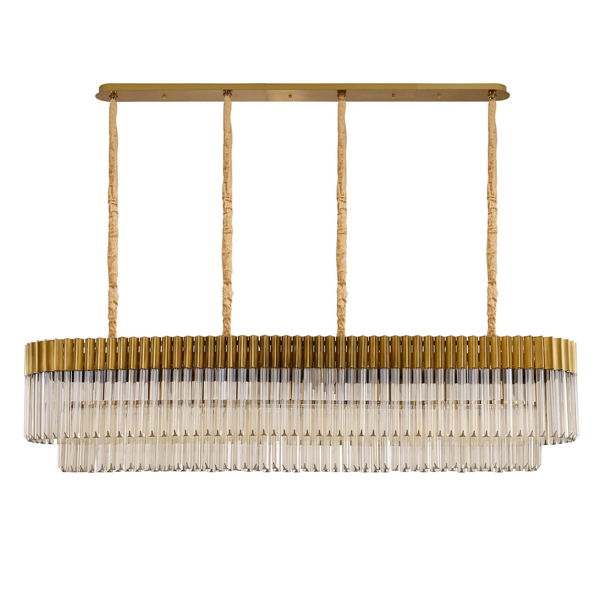 Kentisbeare 1800mm Linear Chandelier in Brass & Cognac Glass