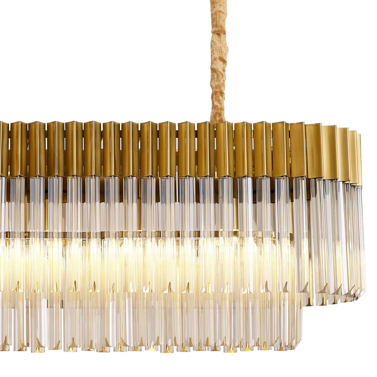 Kentisbeare 1800mm Linear Chandelier in Brass & Cognac Glass