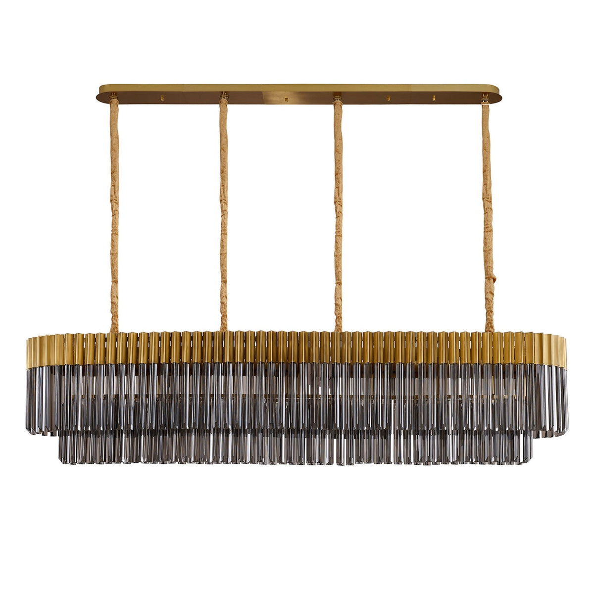 Kentisbeare 1800mm Linear Chandelier in Brass & Smoked Glass