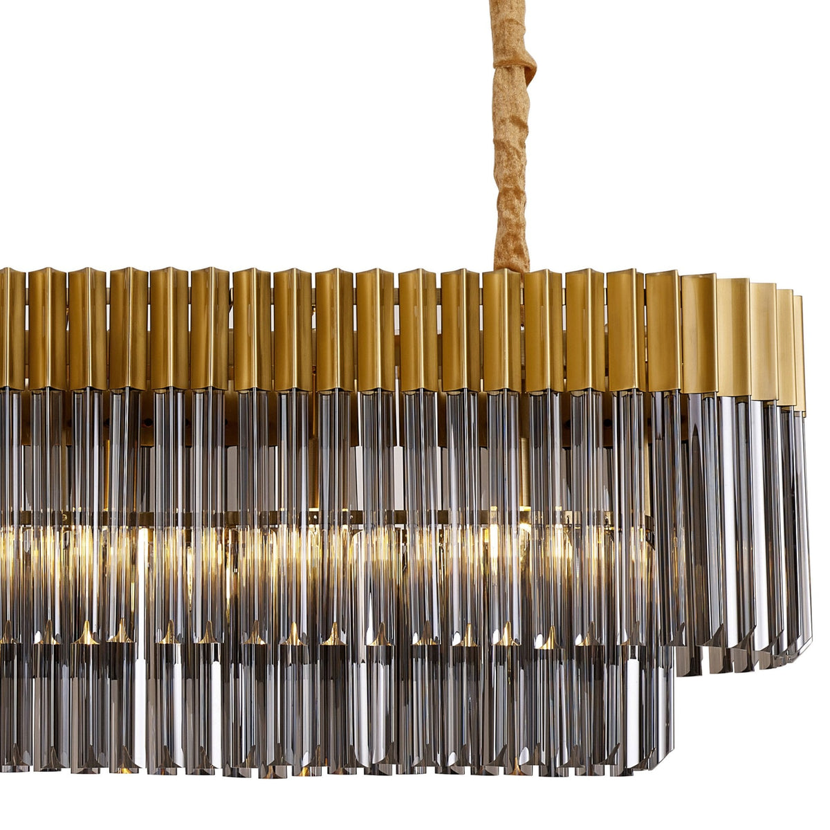 Kentisbeare 1800mm Linear Chandelier in Brass & Smoked Glass