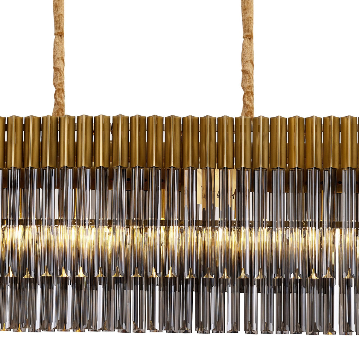 Kentisbeare 1800mm Linear Chandelier in Brass & Smoked Glass