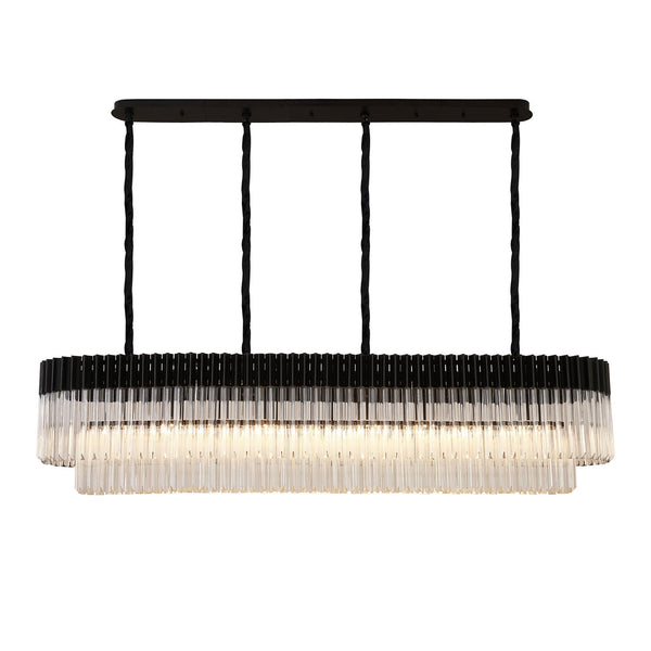Kentisbeare 1800mm Linear Chandelier in Matt Black & Clear Glass
