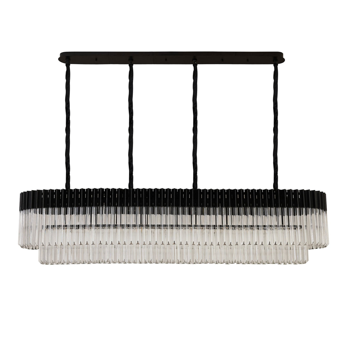 Kentisbeare 1800mm Linear Chandelier in Matt Black & Clear Glass
