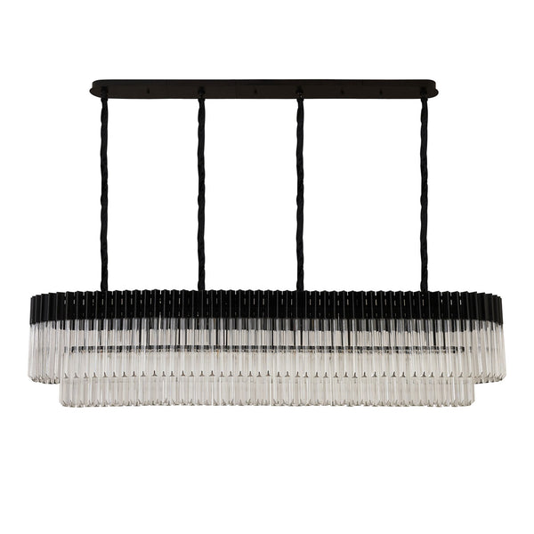 Kentisbeare 1800mm Linear Chandelier in Matt Black & Clear Glass