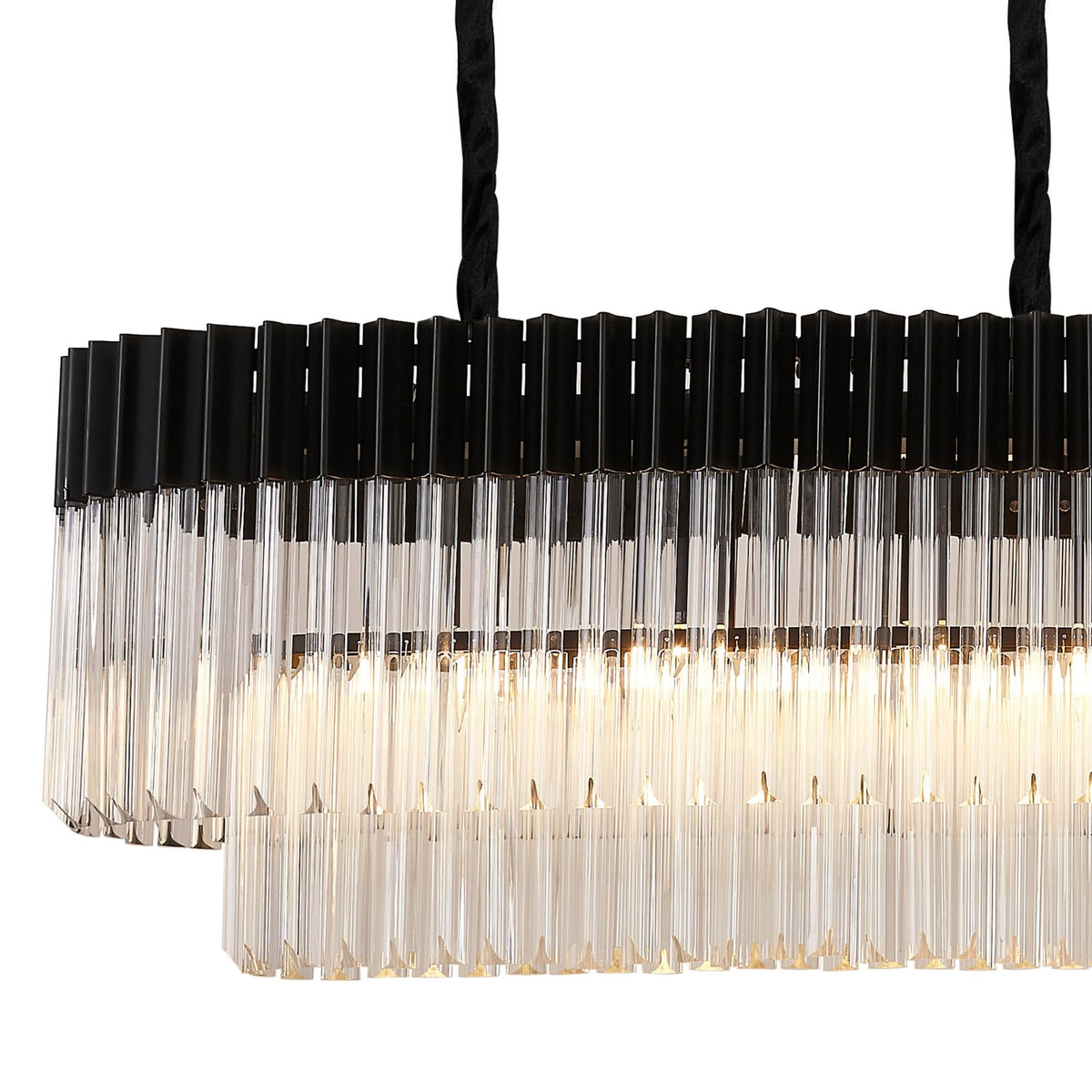 Kentisbeare 1800mm Linear Chandelier in Matt Black & Clear Glass