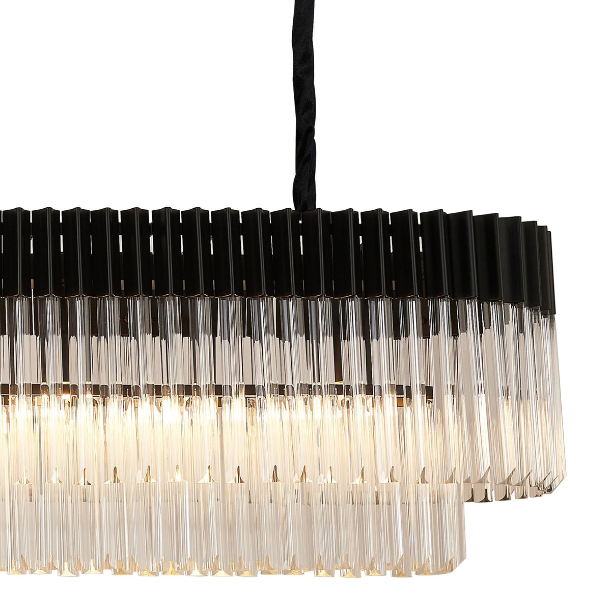 Kentisbeare 1800mm Linear Chandelier in Matt Black & Clear Glass