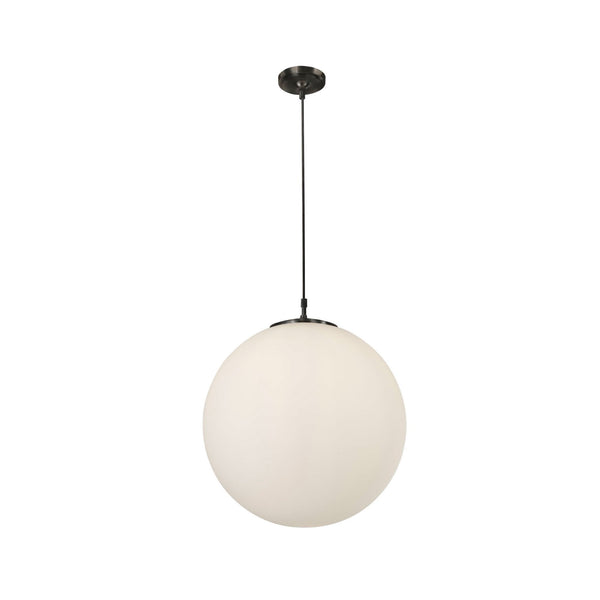 Atom Pendant In Black With Opal Glass Shade