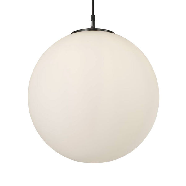 Atom Pendant In Black With Opal Glass Shade