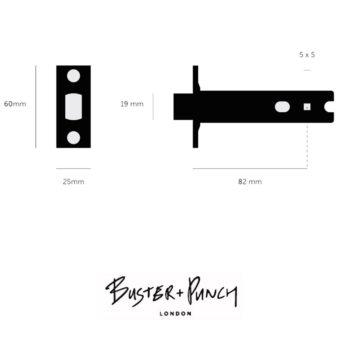 82mm Tubular Dead Bolt Latch In Gun Metal Grey