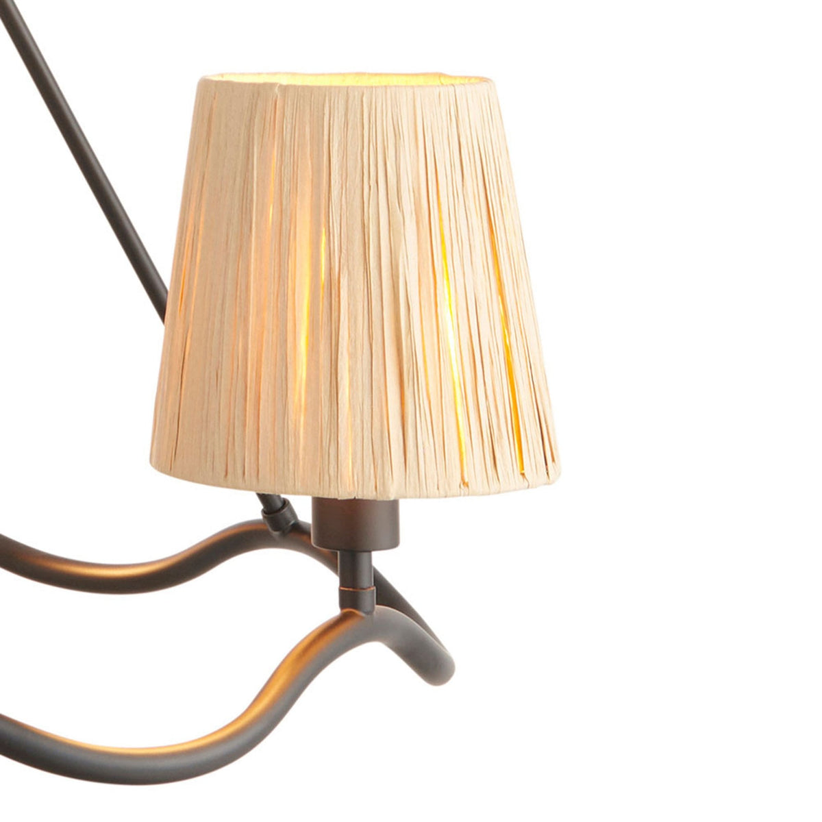 Wriggle 3 Light Pendant with Wrapped Raffia Shades in Matt Black