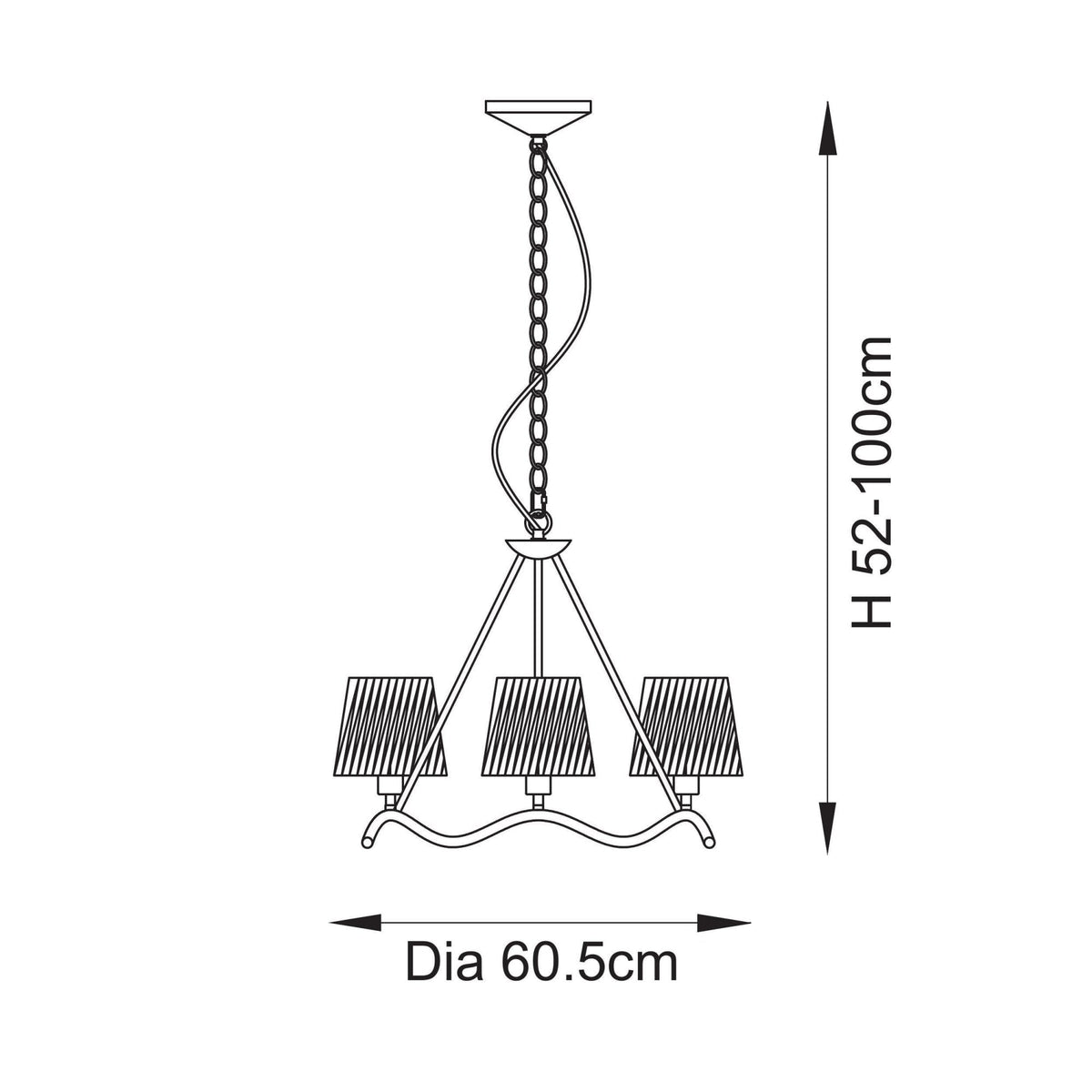 Wriggle 3 Light Pendant with Wrapped Raffia Shades in Matt Black