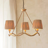 Wriggle 3 Light Pendant with Wrapped Raffia Shades in Brushed Aged Brass