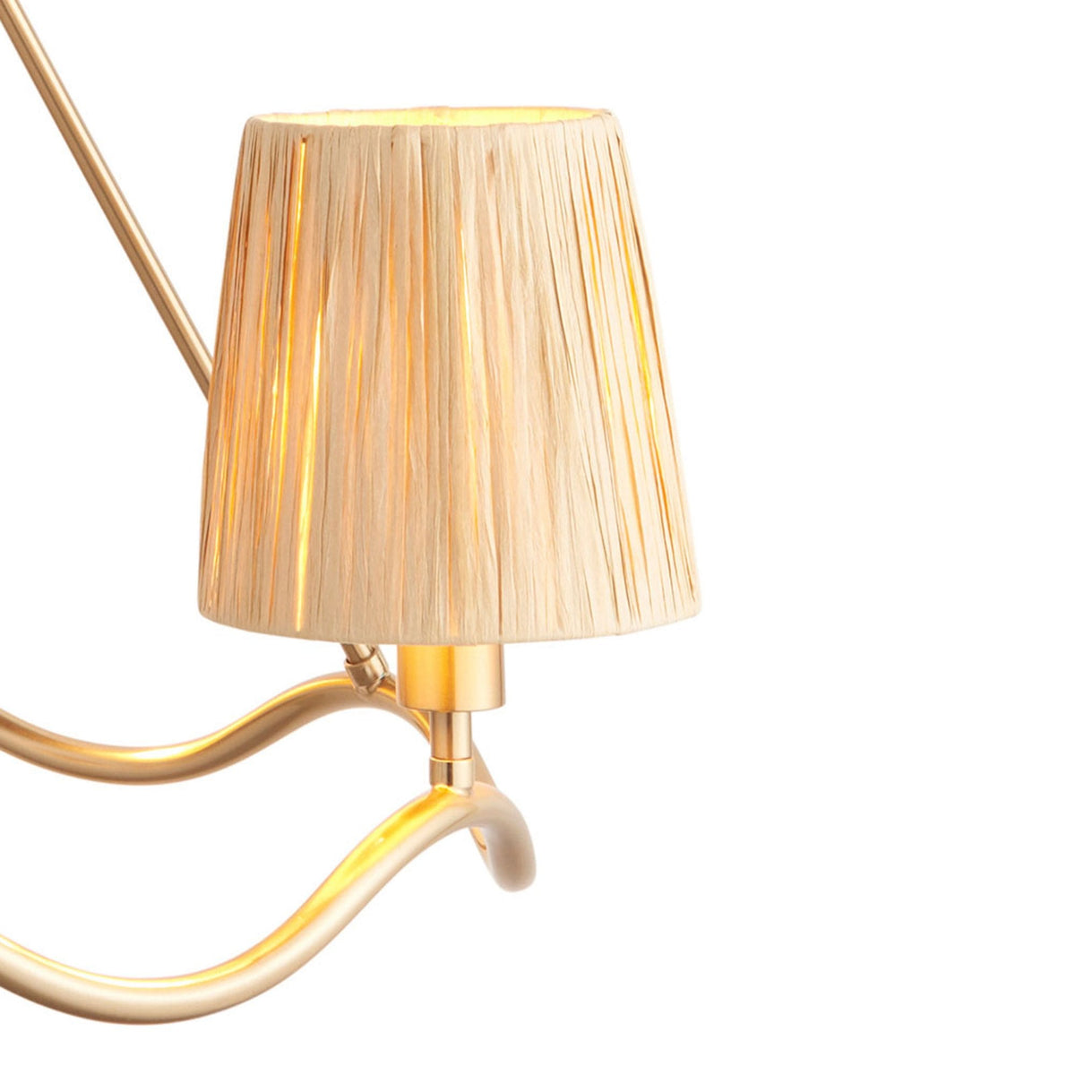Wriggle 3 Light Pendant with Wrapped Raffia Shades in Brushed Aged Brass