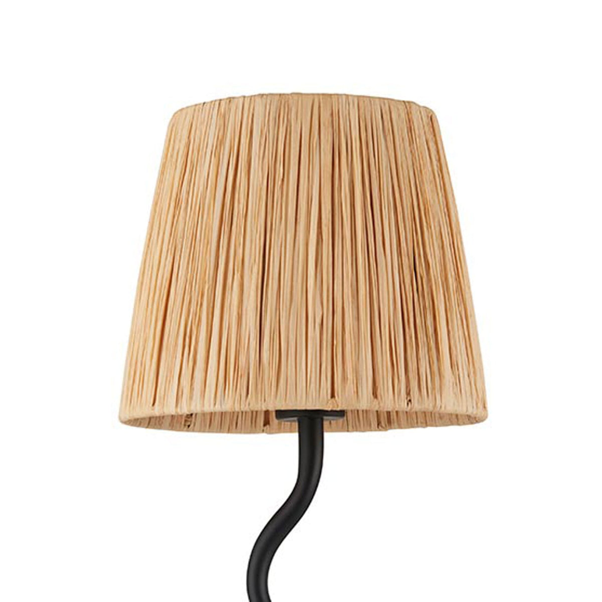 Wriggle Table Lamp in Matt Black with a Wrapped Raffia Shade