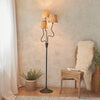 Wriggle Floor Lamp in Matt Black with Wrapped Raffia Shades