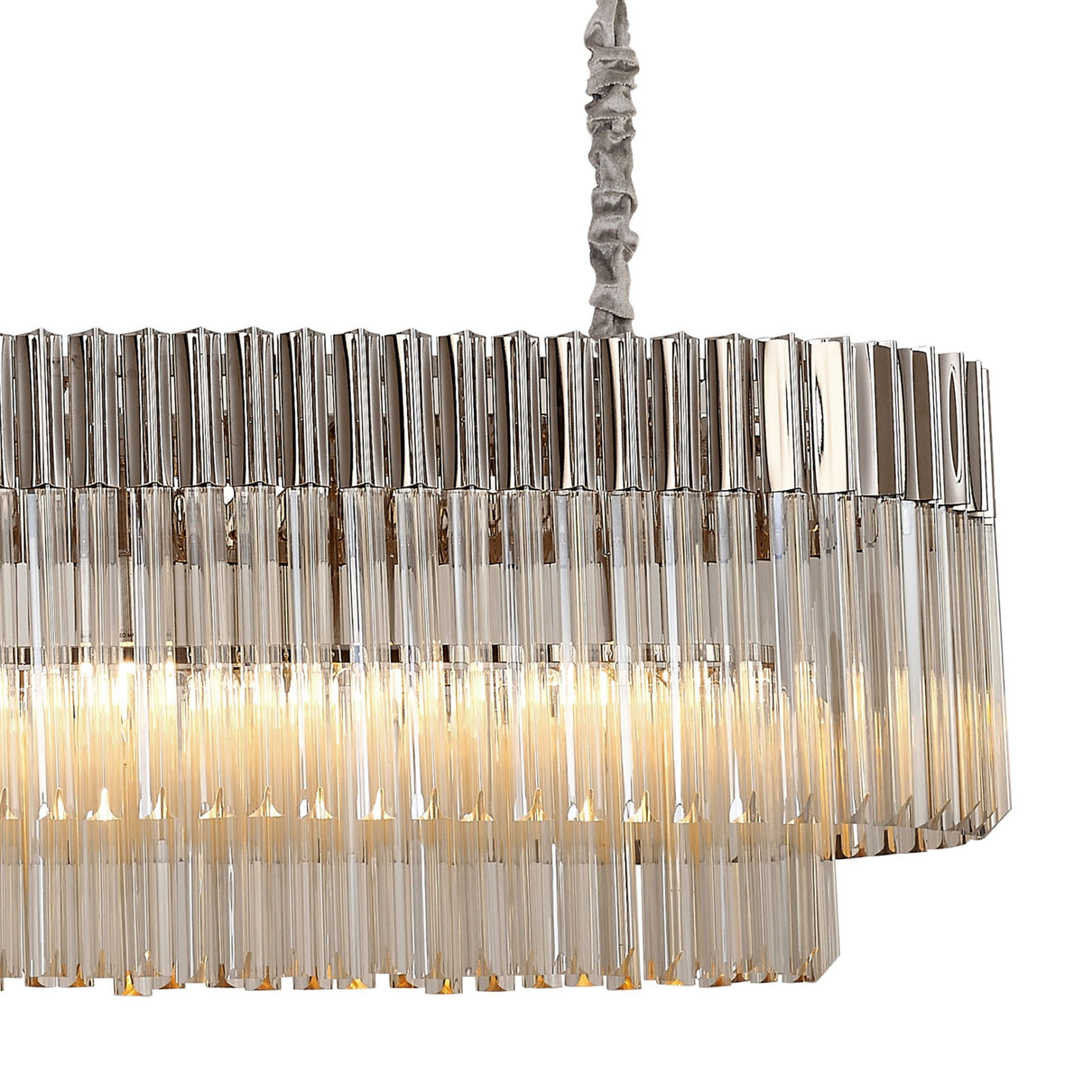 Kentisbeare 1800mm Linear Chandelier in Polished Nickel & Cognac Glass