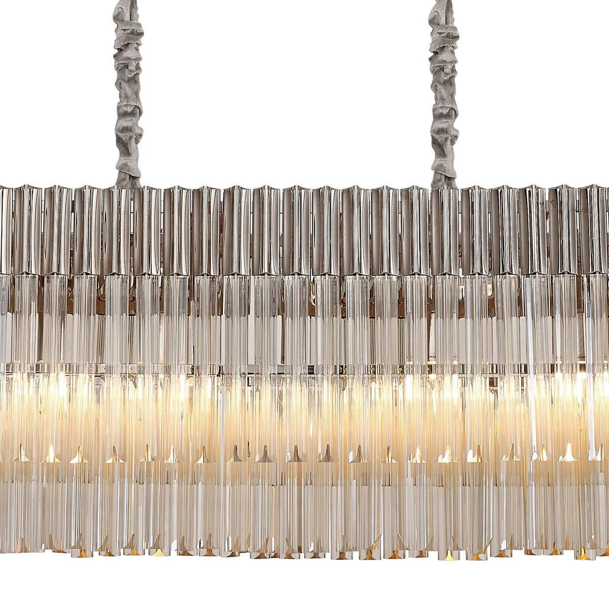 Kentisbeare 1800mm Linear Chandelier in Polished Nickel & Cognac Glass