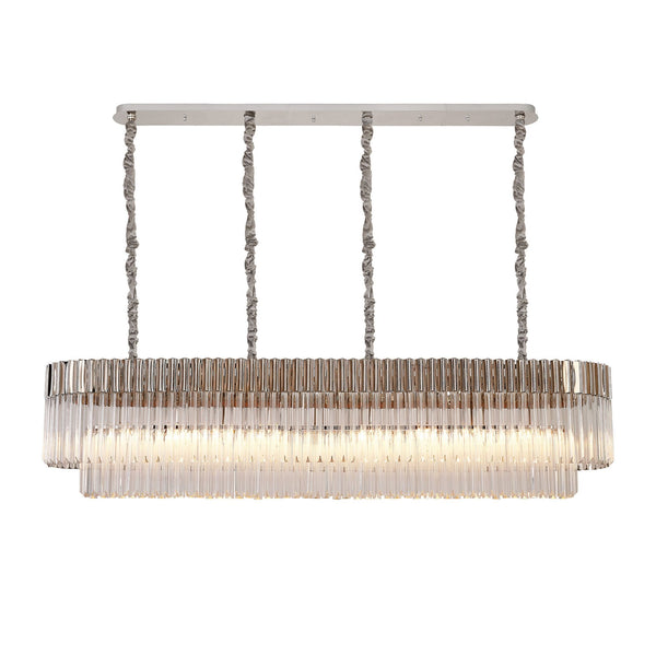 Kentisbeare 1800mm Linear Chandelier in Polished Nickel & Clear Glass
