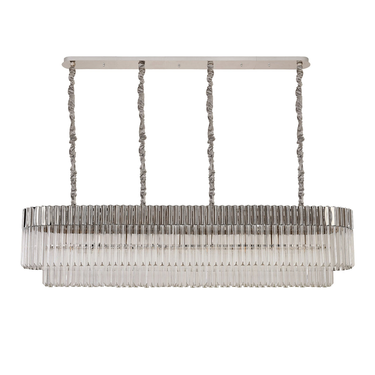 Kentisbeare 1800mm Linear Chandelier in Polished Nickel & Clear Glass