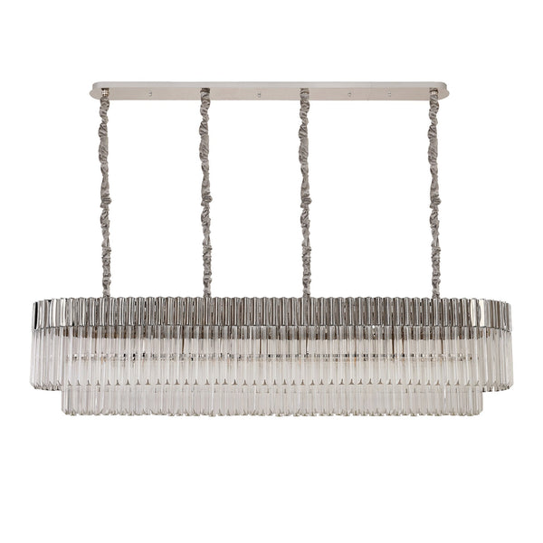 Kentisbeare 1800mm Linear Chandelier in Polished Nickel & Clear Glass