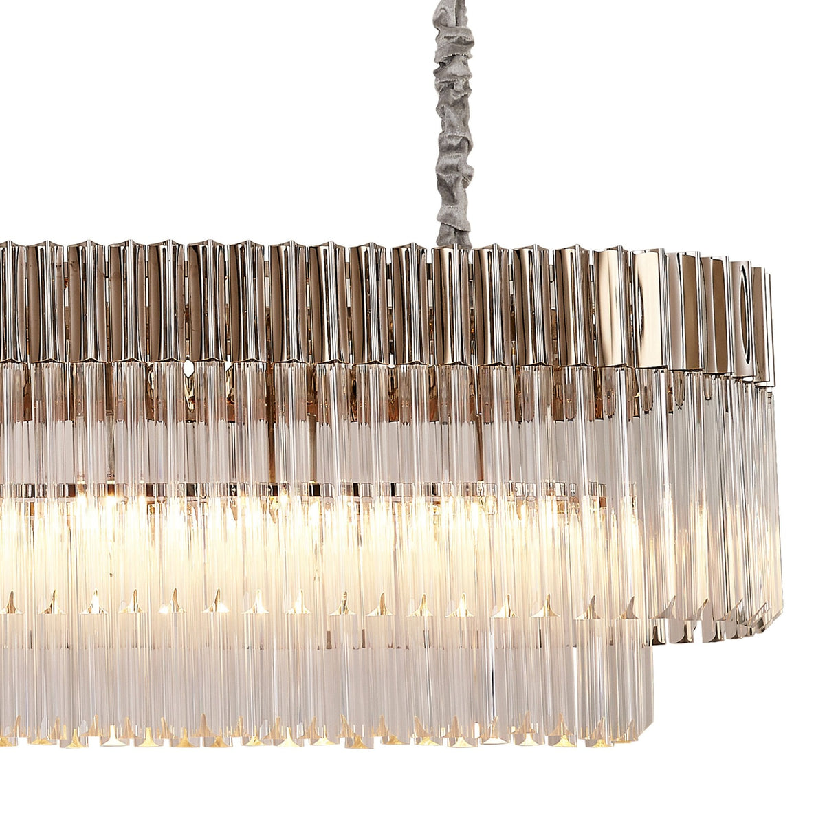 Kentisbeare 1800mm Linear Chandelier in Polished Nickel & Clear Glass