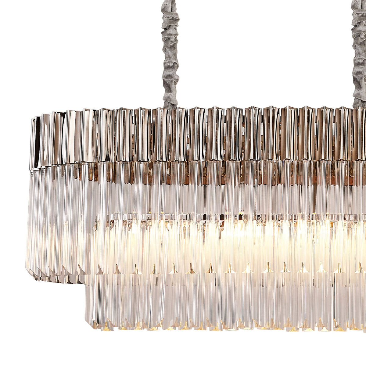 Kentisbeare 1800mm Linear Chandelier in Polished Nickel & Clear Glass