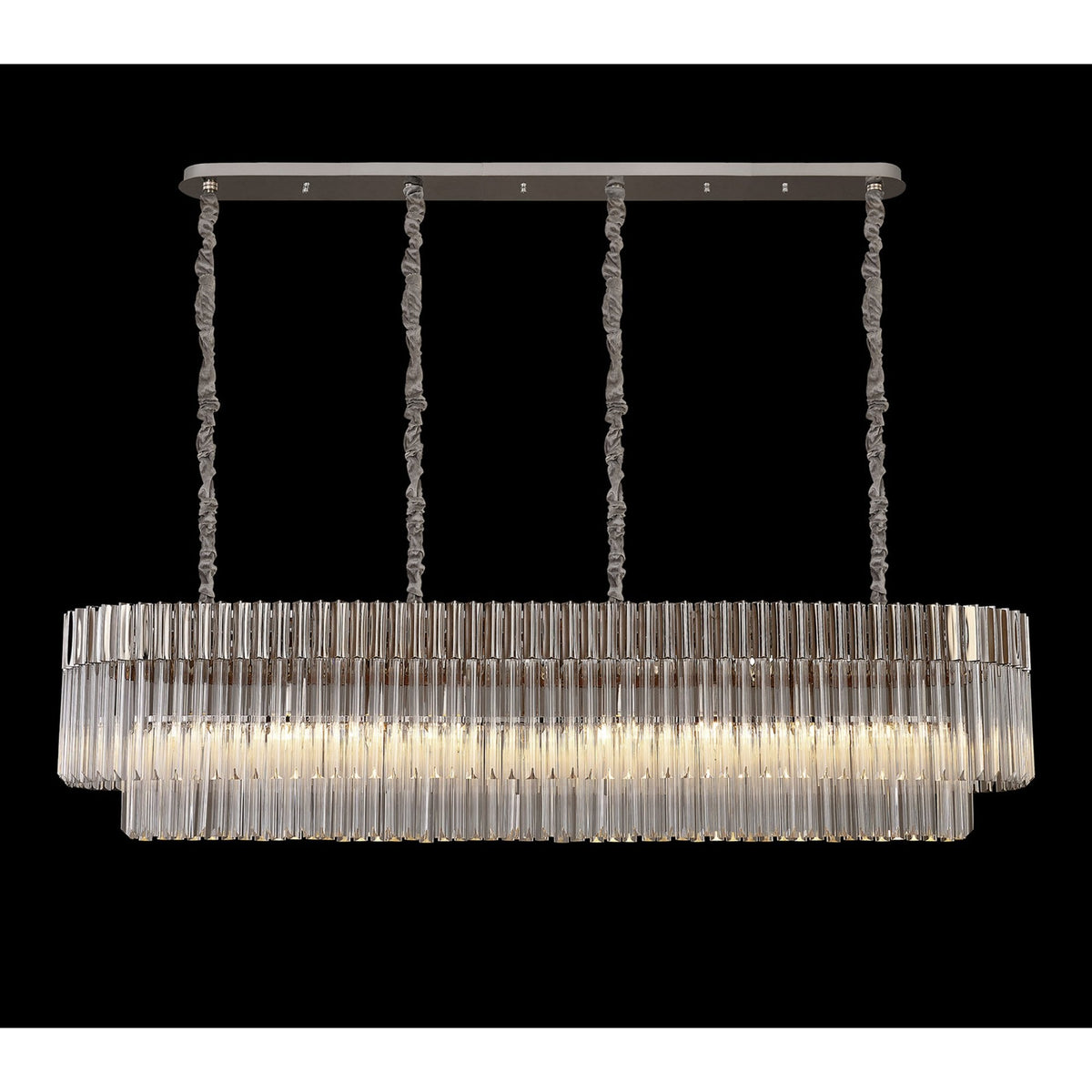 Kentisbeare 1800mm Linear Chandelier in Polished Nickel & Clear Glass