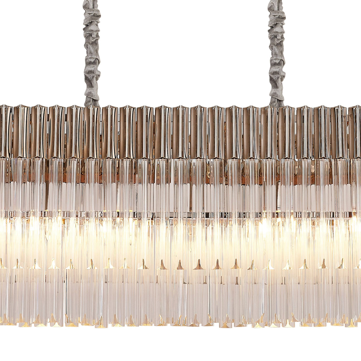 Kentisbeare 1800mm Linear Chandelier in Polished Nickel & Clear Glass