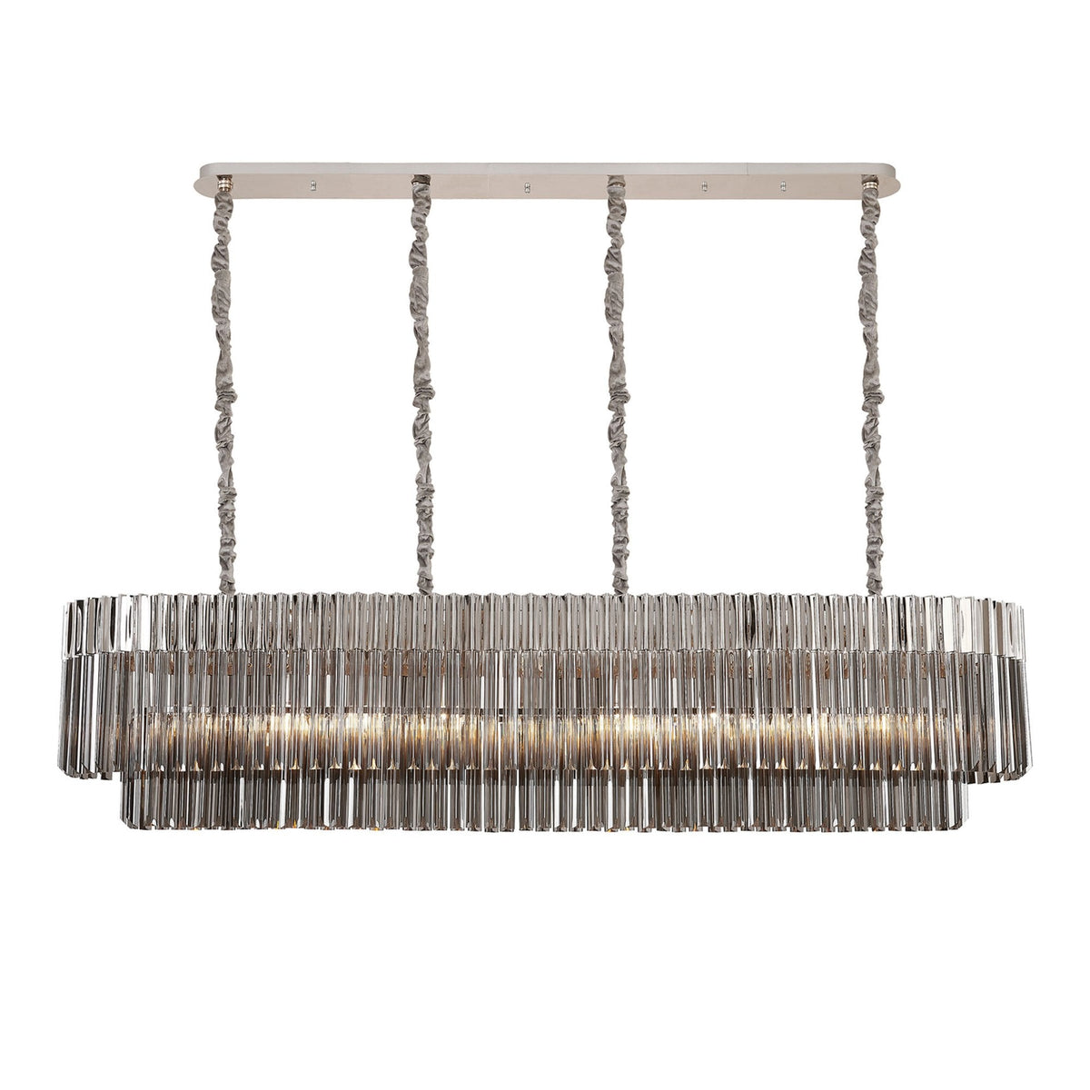 Kentisbeare 1800mm Linear Chandelier in Polished Nickel & Smoked Glass
