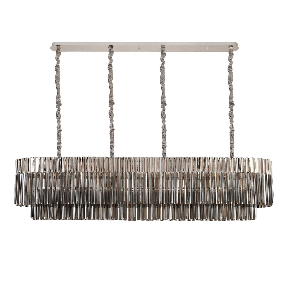 Kentisbeare 1800mm Linear Chandelier in Polished Nickel & Smoked Glass
