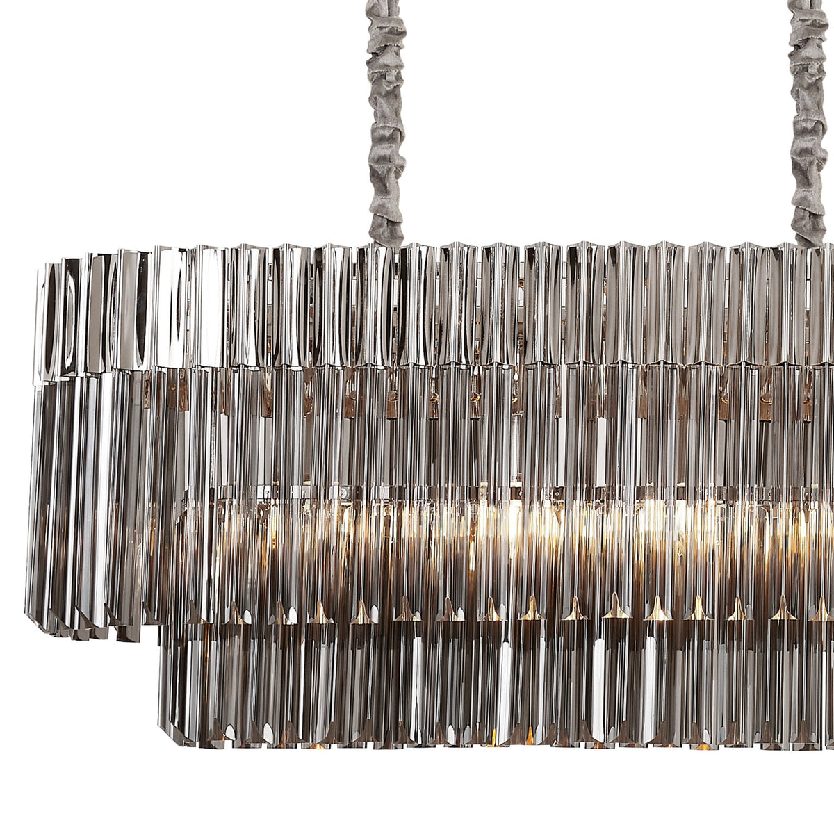 Kentisbeare 1800mm Linear Chandelier in Polished Nickel & Smoked Glass