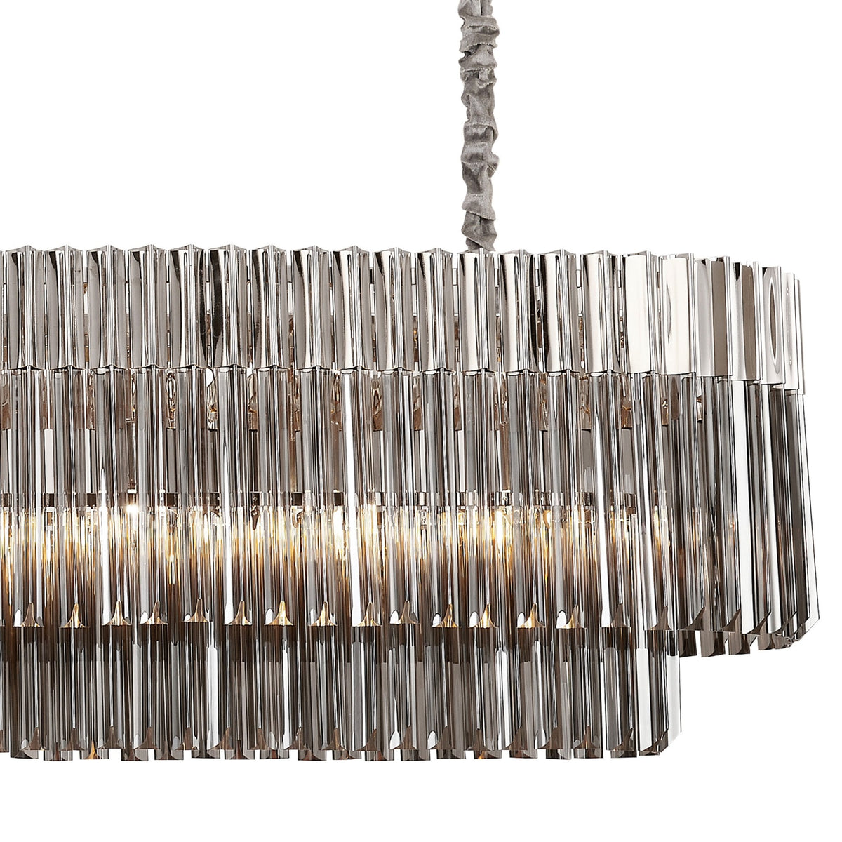 Kentisbeare 1800mm Linear Chandelier in Polished Nickel & Smoked Glass