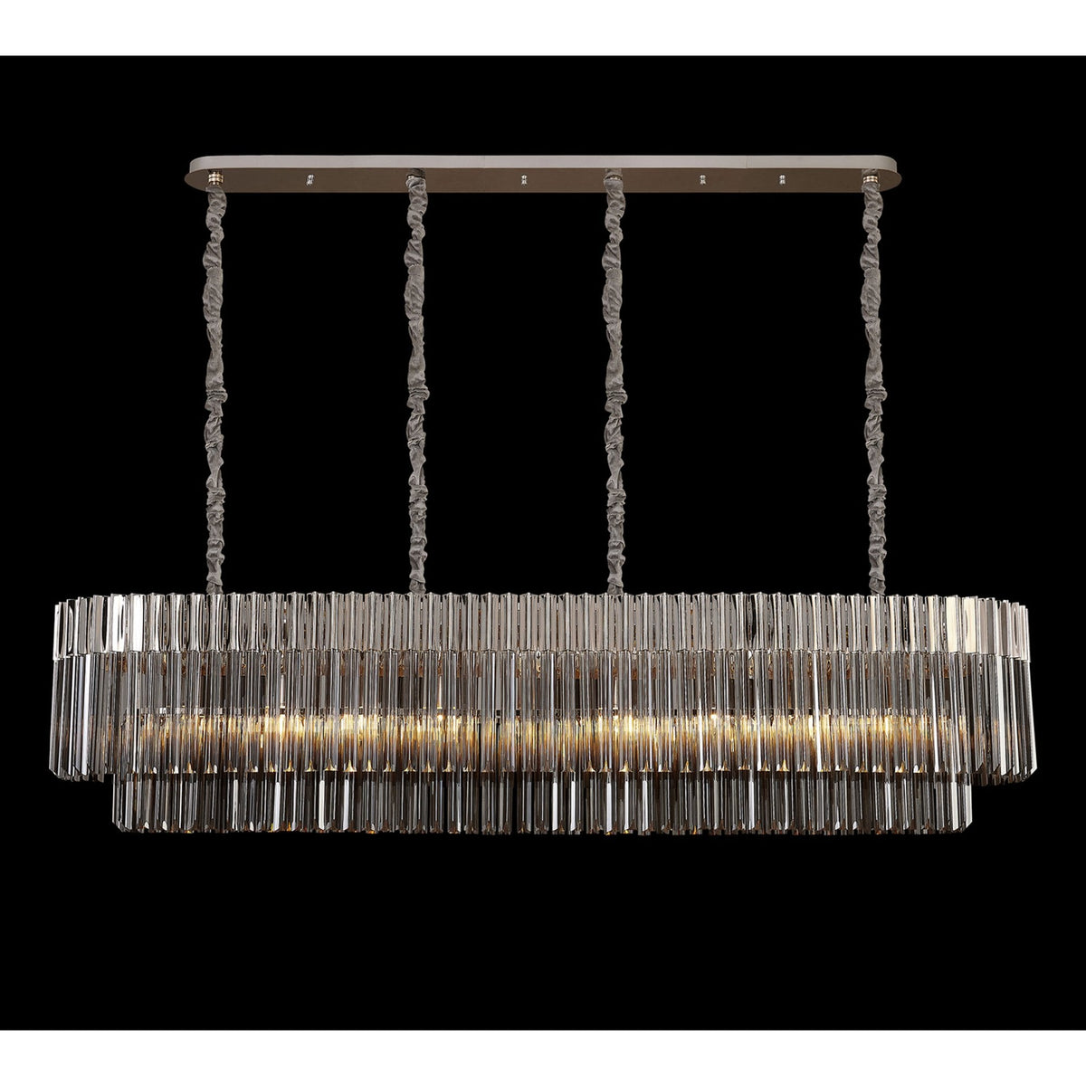 Kentisbeare 1800mm Linear Chandelier in Polished Nickel & Smoked Glass